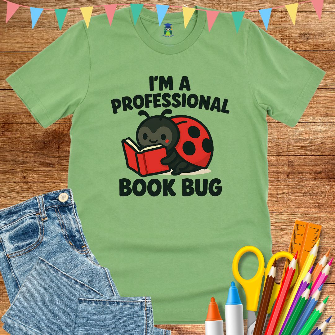 Professional Book Bug Teacher T-Shirt - teachngear