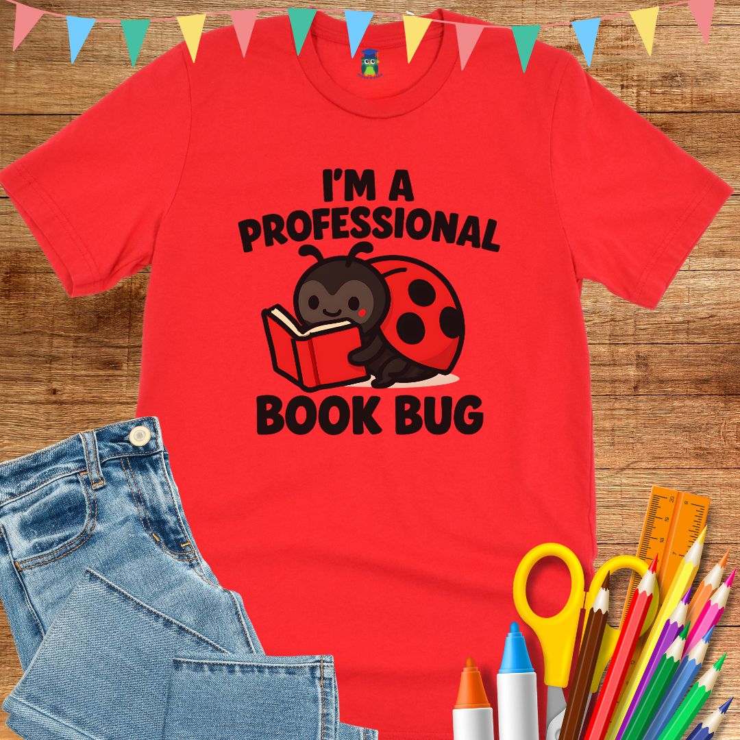 Professional Book Bug Teacher T-Shirt - teachngear
