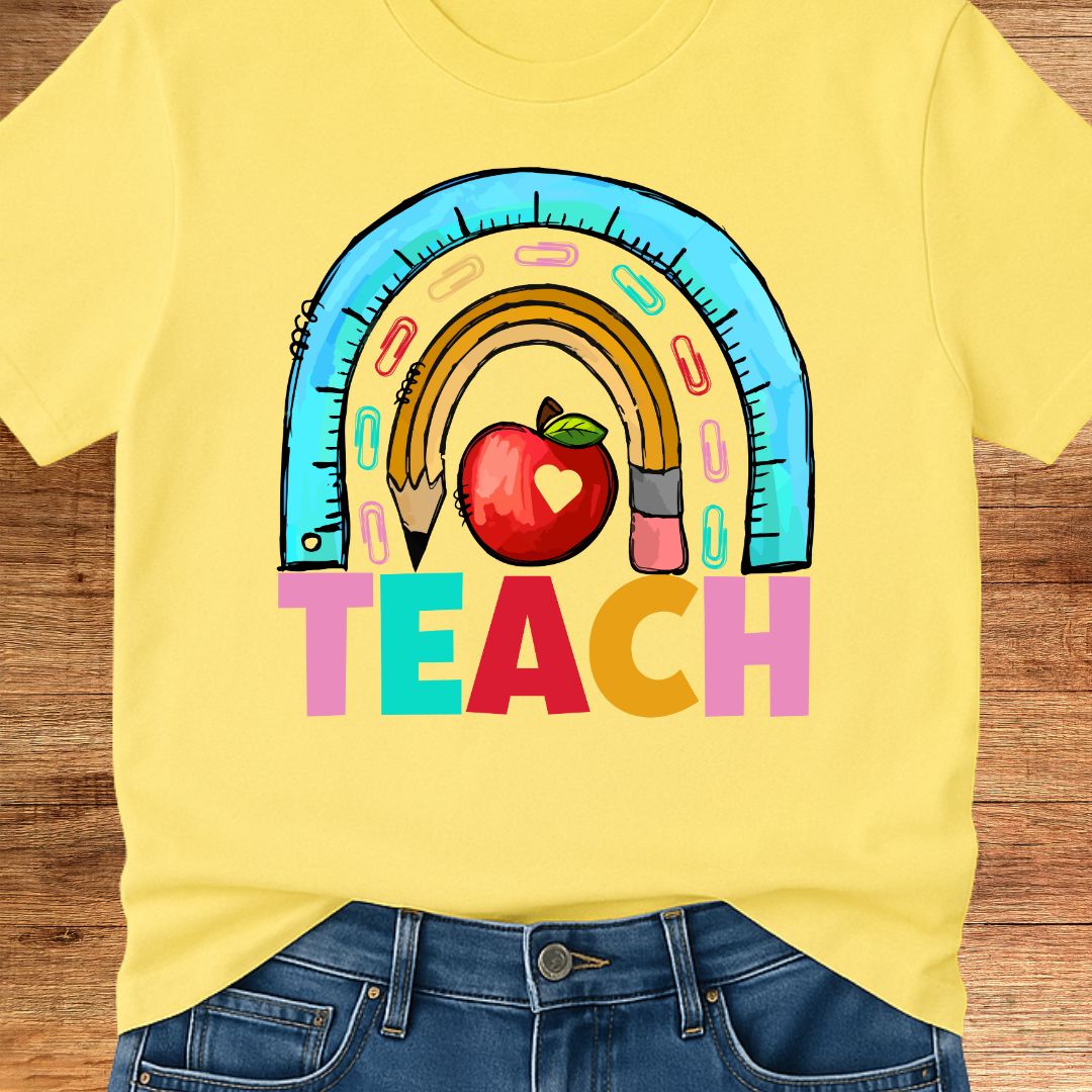 Rainbow Teach Teacher T-Shirt - teachngear