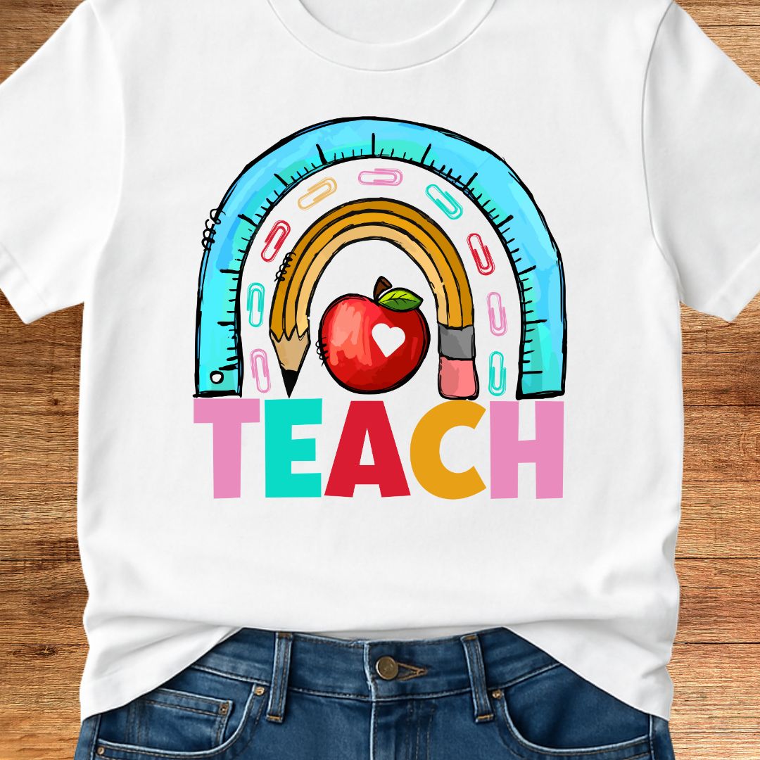 Rainbow Teach Teacher T-Shirt - teachngear