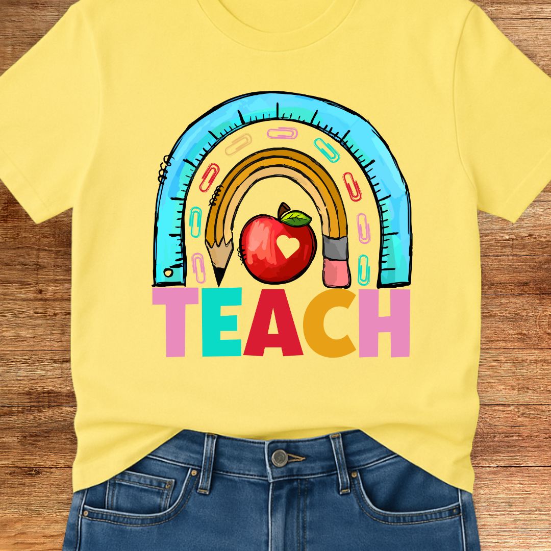 Rainbow Teach Teacher T-Shirt - teachngear