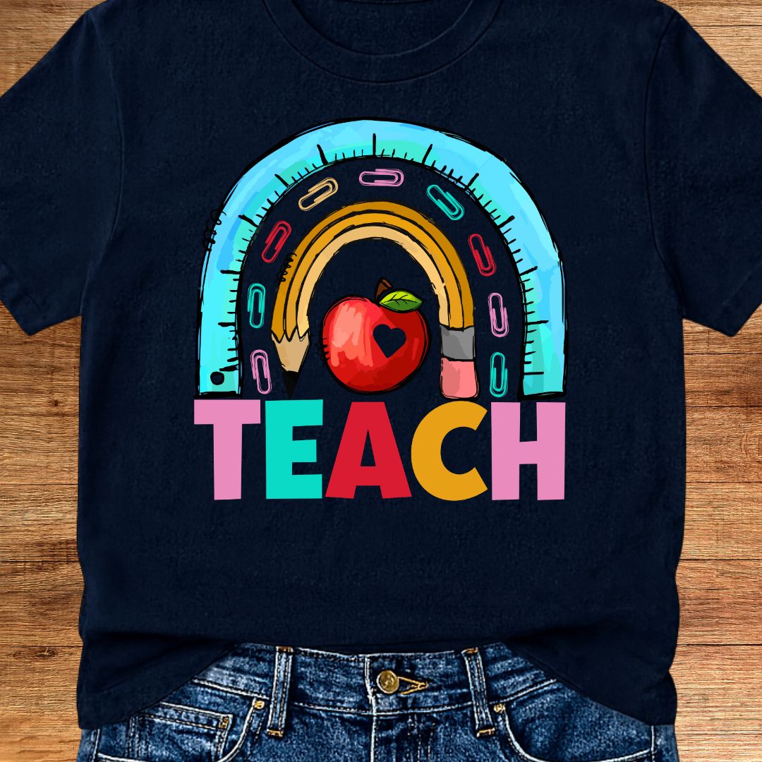 Rainbow Teach Teacher T-Shirt - teachngear