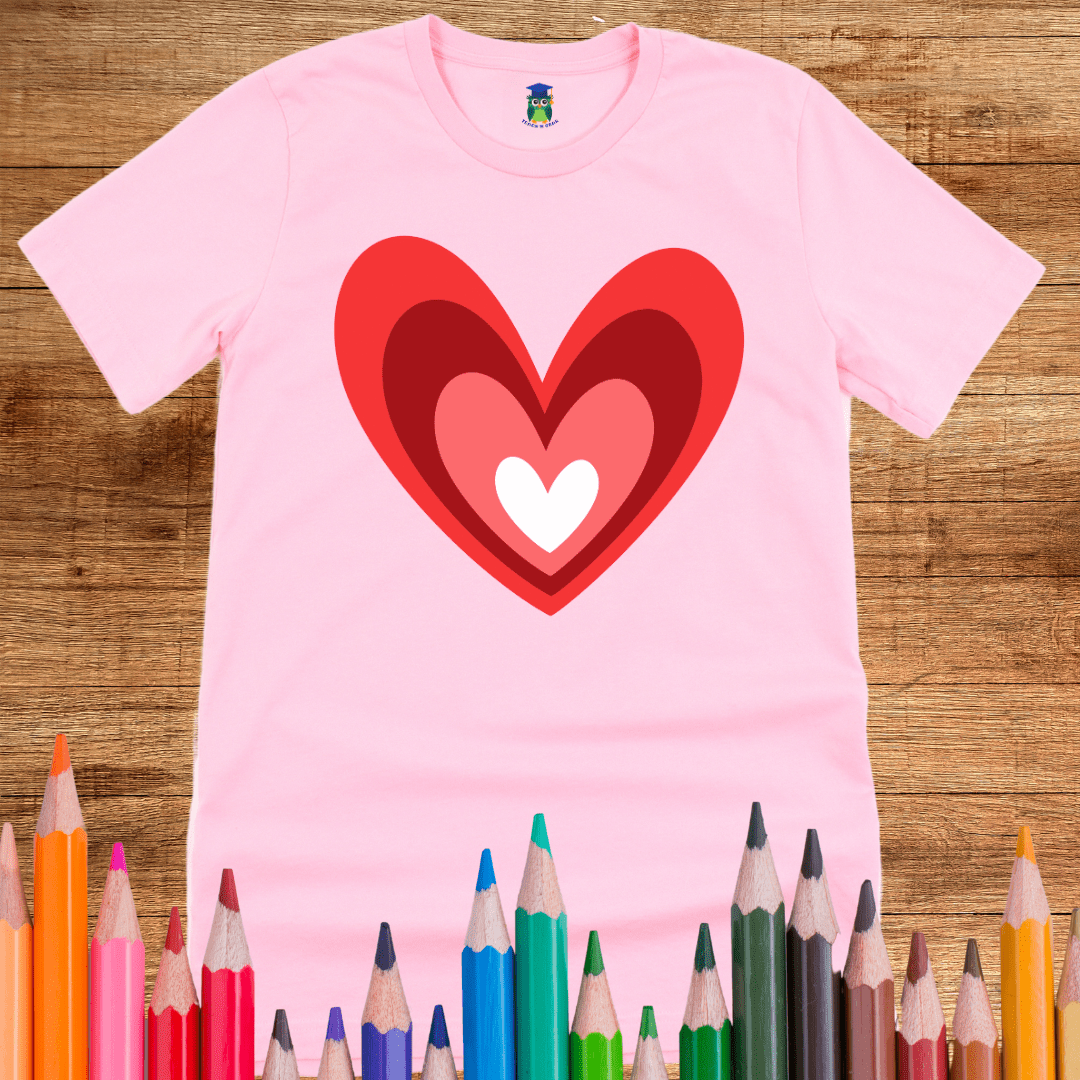 Red Love Heart Teacher T-Shirt - teachngear