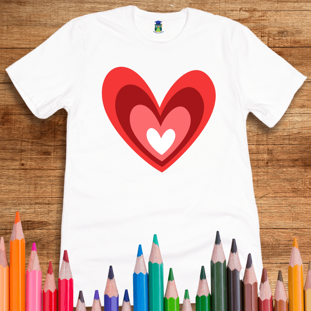 Red Love Heart Teacher T-Shirt - teachngear