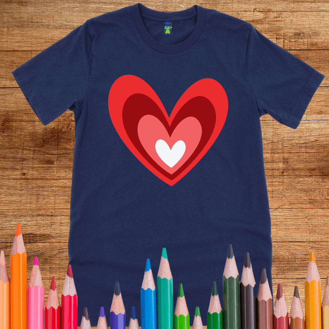 Red Love Heart Teacher T-Shirt - teachngear