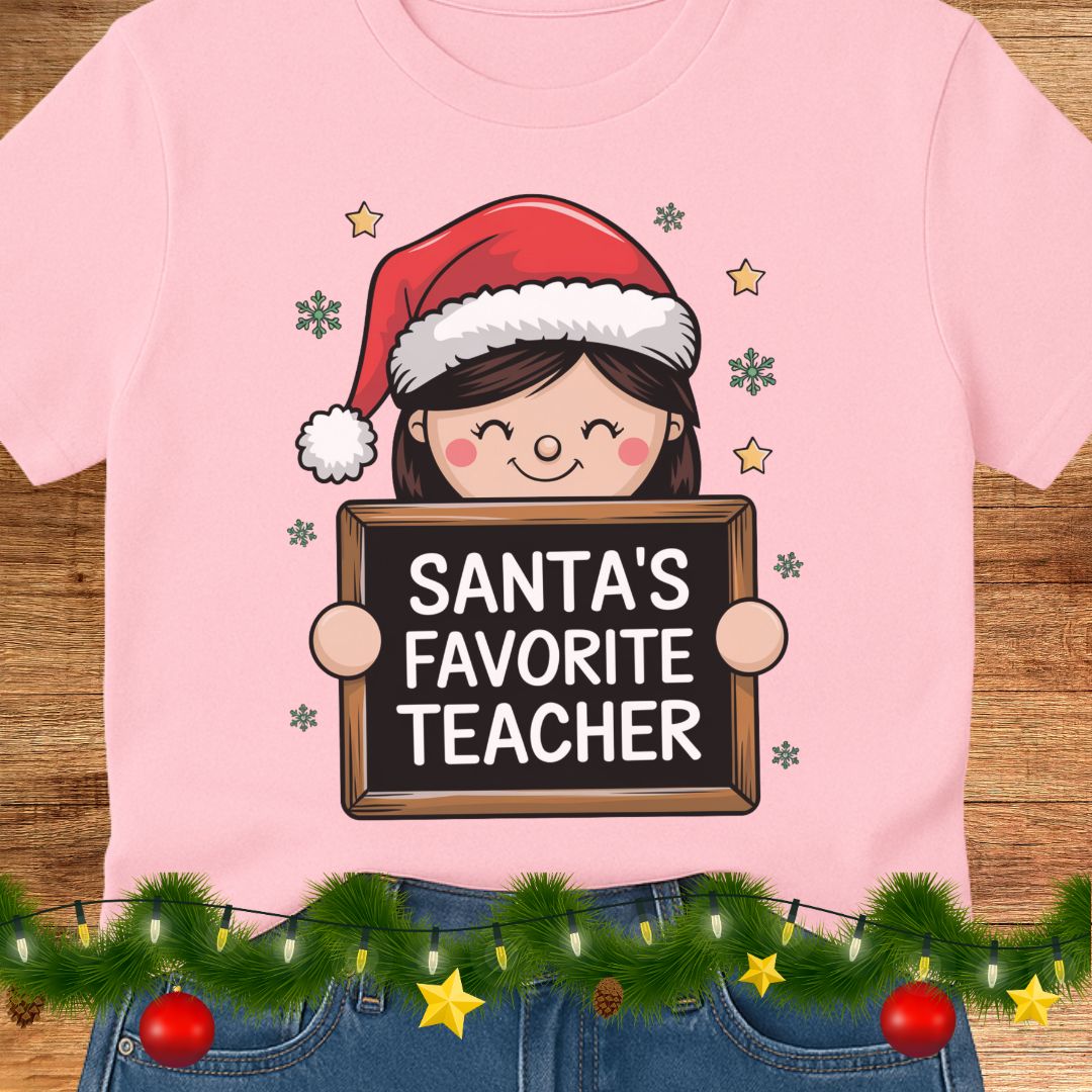 Santa's Favorite Teacher Shirt - teachngear