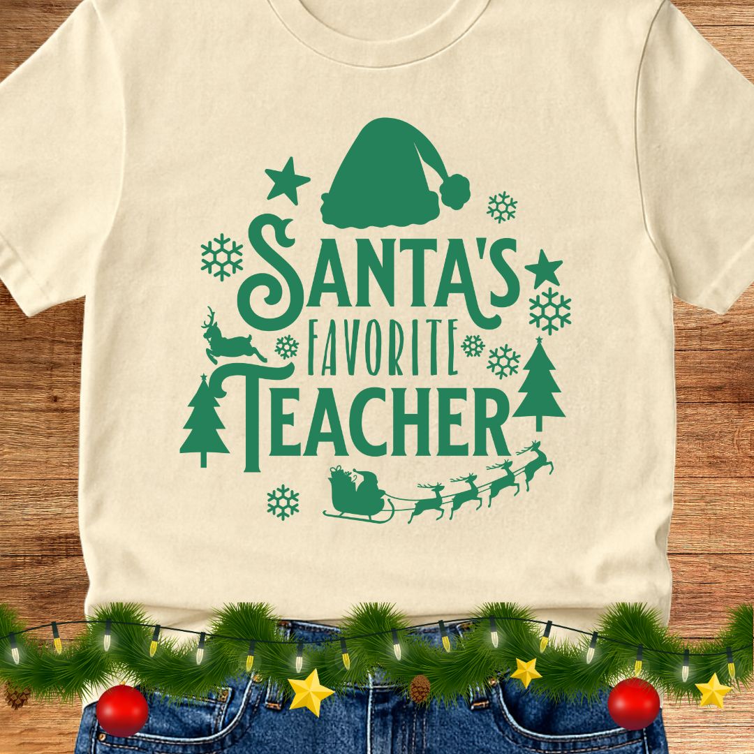Santa's Favorite Teacher Shirt 2 - teachngear