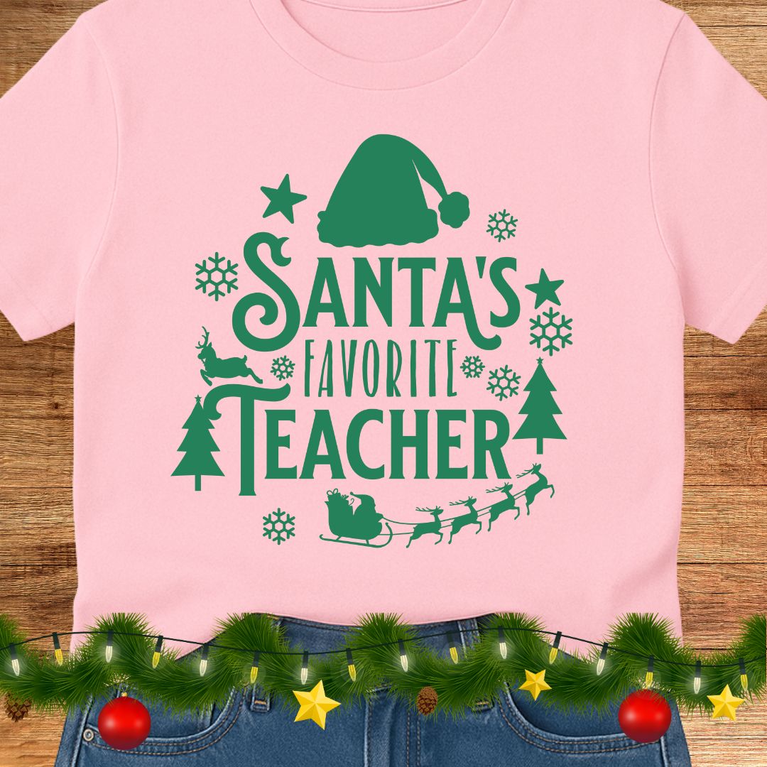 Santa's Favorite Teacher Shirt 2 - teachngear