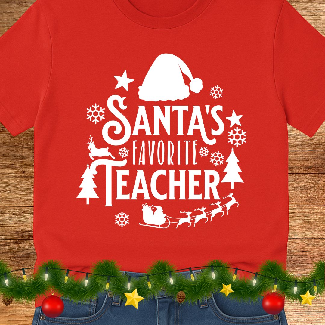 Santa's Favorite Teacher Shirt 2 - teachngear