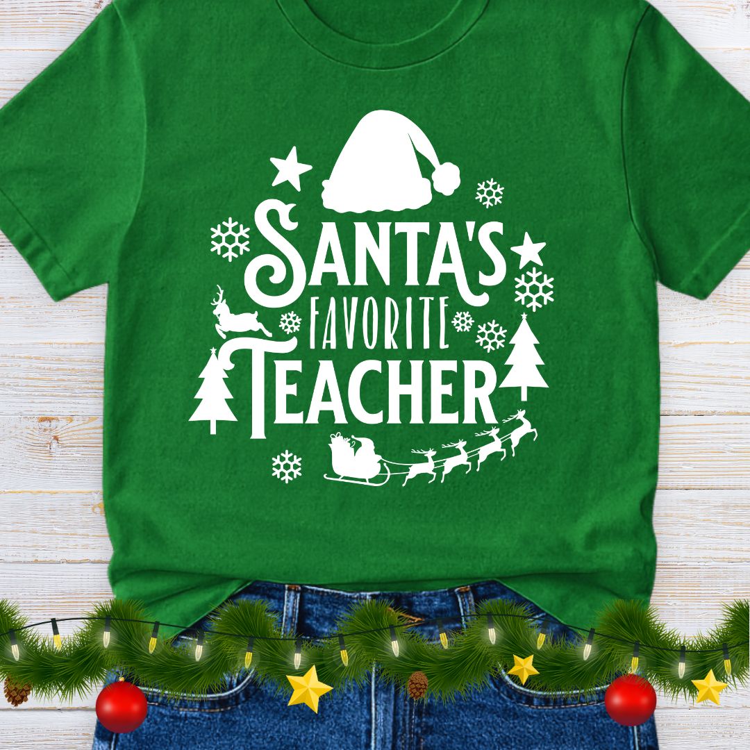 Santa's Favorite Teacher Shirt 2 - teachngear
