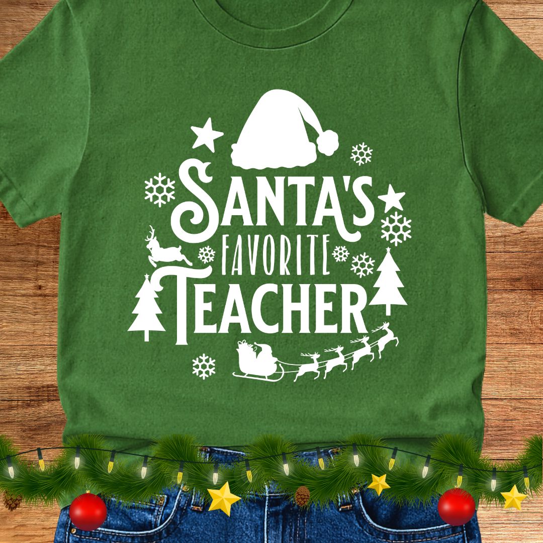 Santa's Favorite Teacher Shirt 2 - teachngear