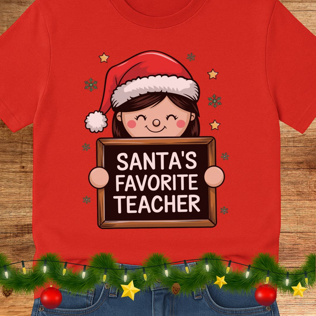 Santa's Favorite Teacher Shirt - teachngear