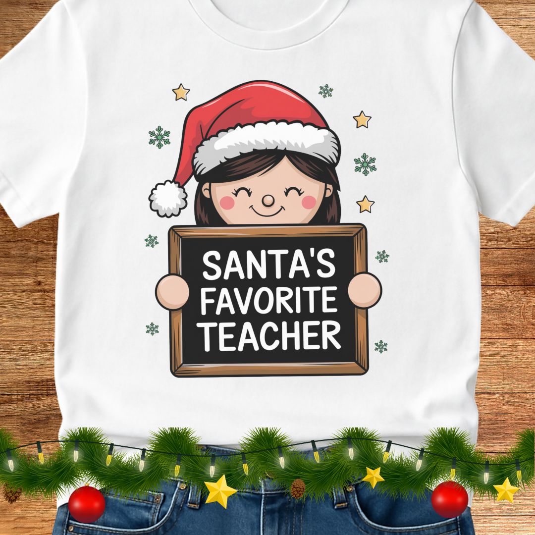Santa's Favorite Teacher Shirt - teachngear
