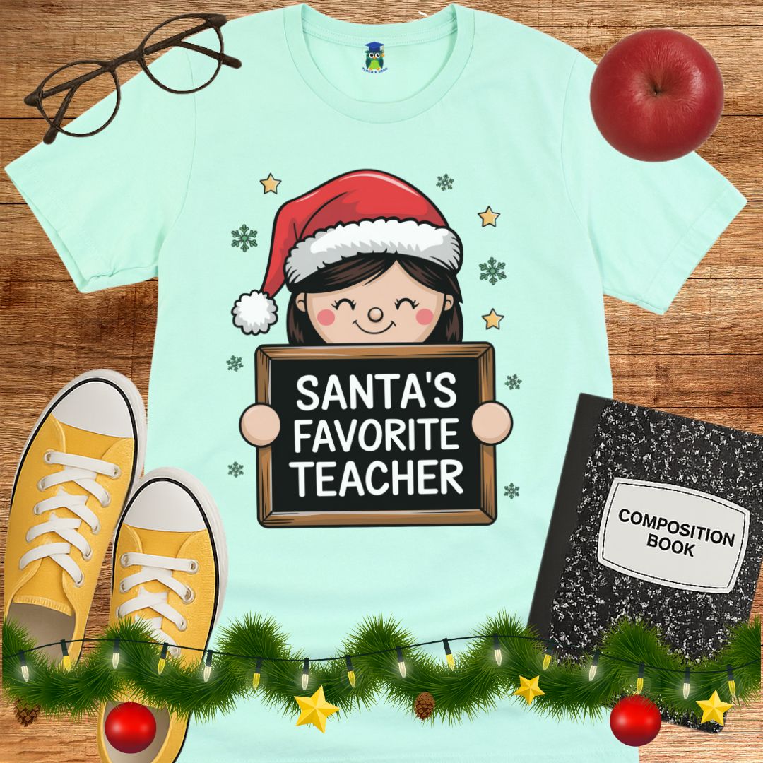 Santa's Favorite Teacher Shirt - teachngear
