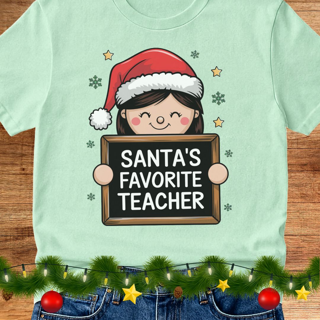 Santa's Favorite Teacher Shirt - teachngear