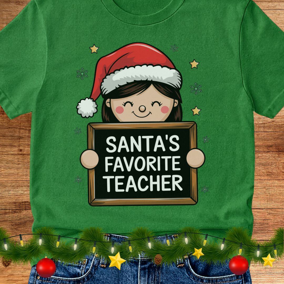 Santa's Favorite Teacher Shirt - teachngear