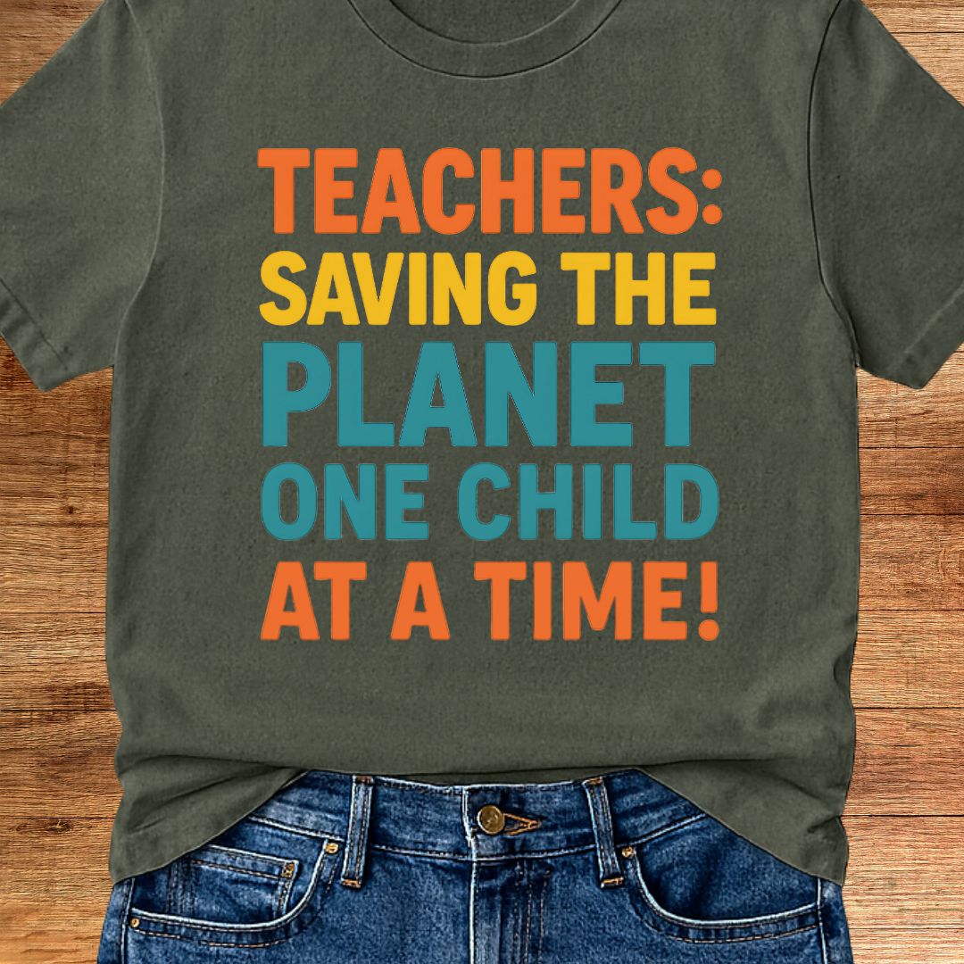 Saving the Planet Teacher T-Shirt - teachngear