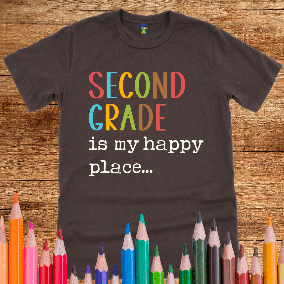 Second Grade is my Happy Place Teacher Shirt - teachngear