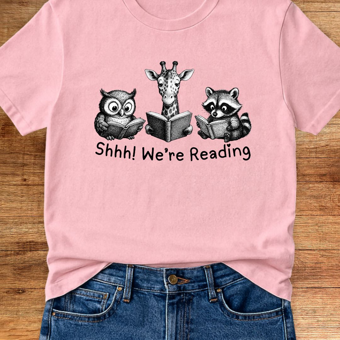 Shhh We're Reading Teacher T-Shirt - teachngear