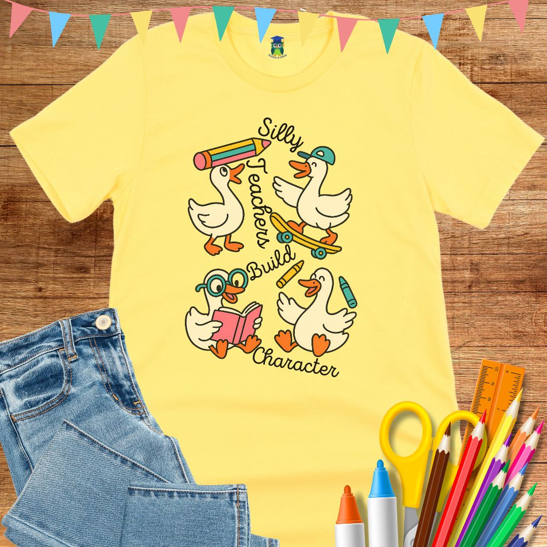 Silly Teachers Build Character Teacher T-Shirt - teachngear