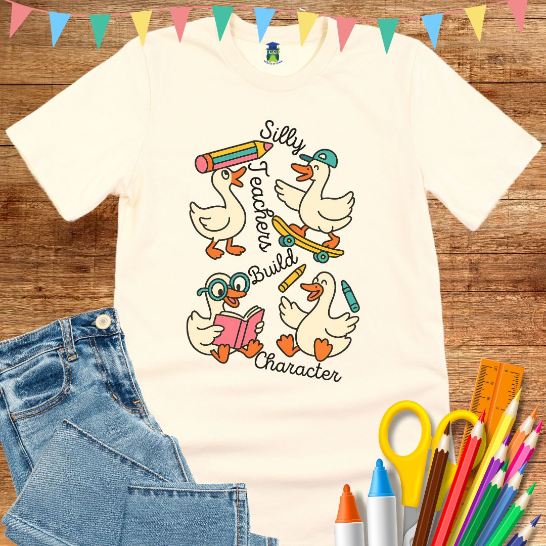 Silly Teachers Build Character Teacher T-Shirt - teachngear