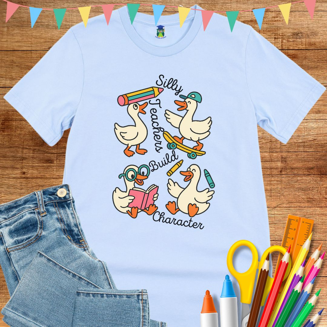 Silly Teachers Build Character Teacher T-Shirt - teachngear