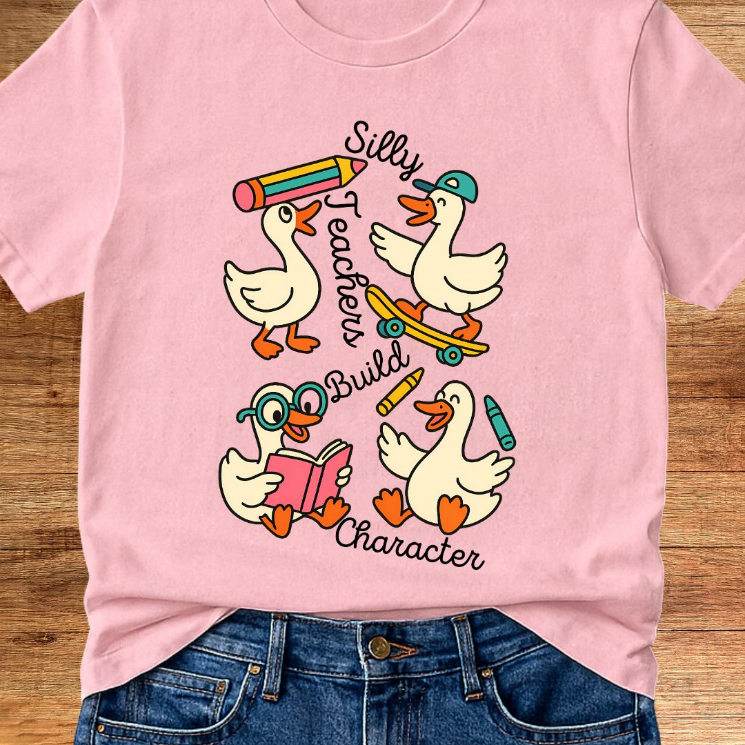 Silly Teachers Build Character Teacher T-Shirt - teachngear
