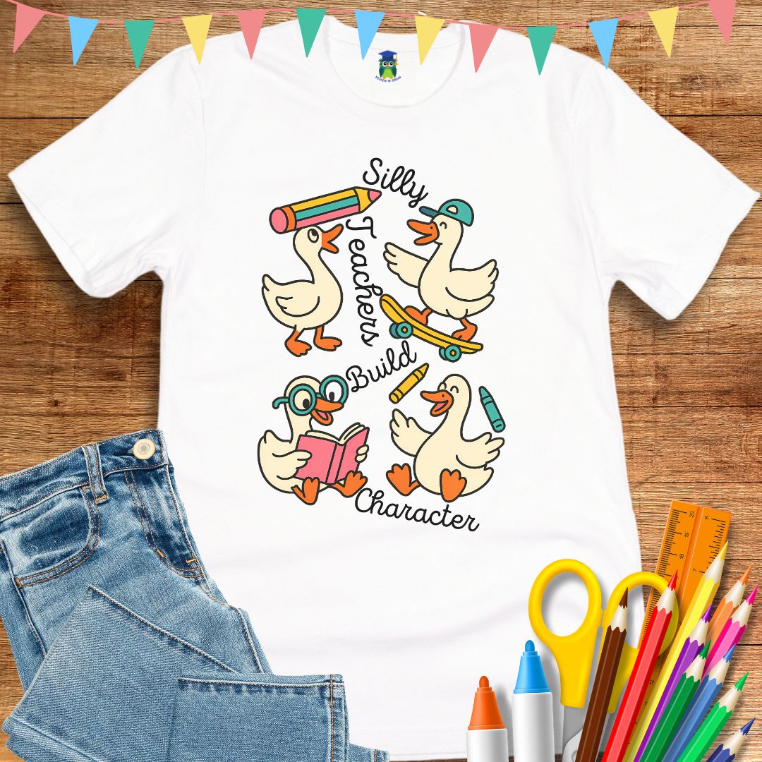 Silly Teachers Build Character Teacher T-Shirt - teachngear