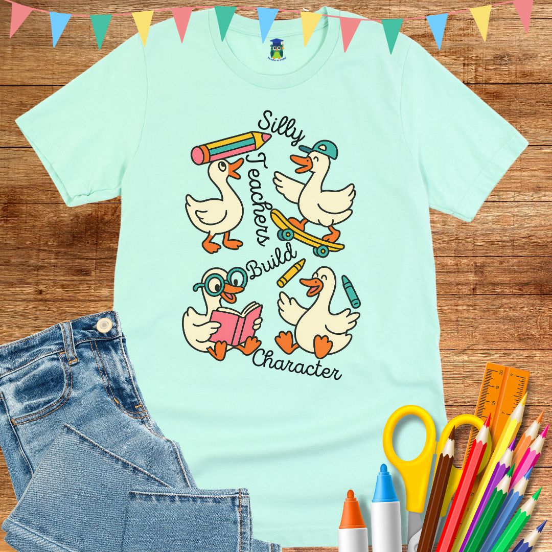 Silly Teachers Build Character Teacher T-Shirt - teachngear