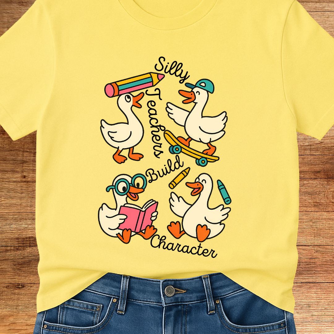 Silly Teachers Build Character Teacher T-Shirt - teachngear