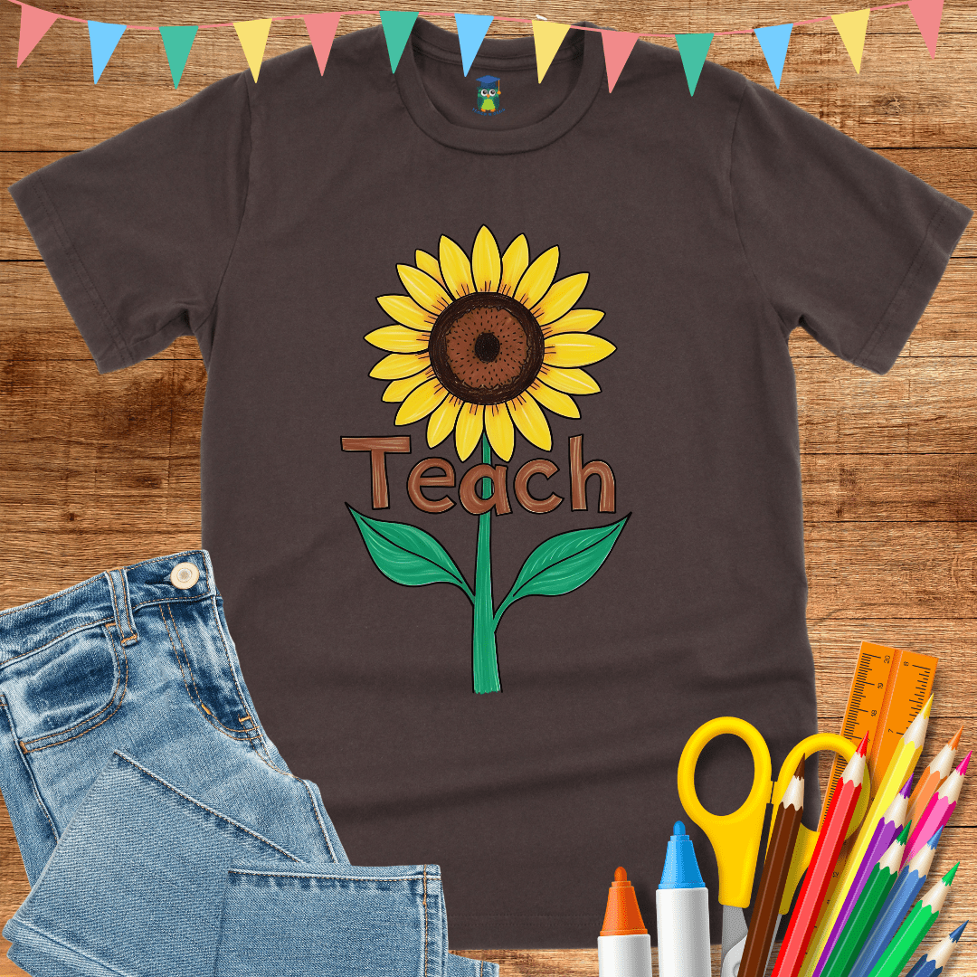 Teach Sunflower Teacher T-Shirt - teachngear