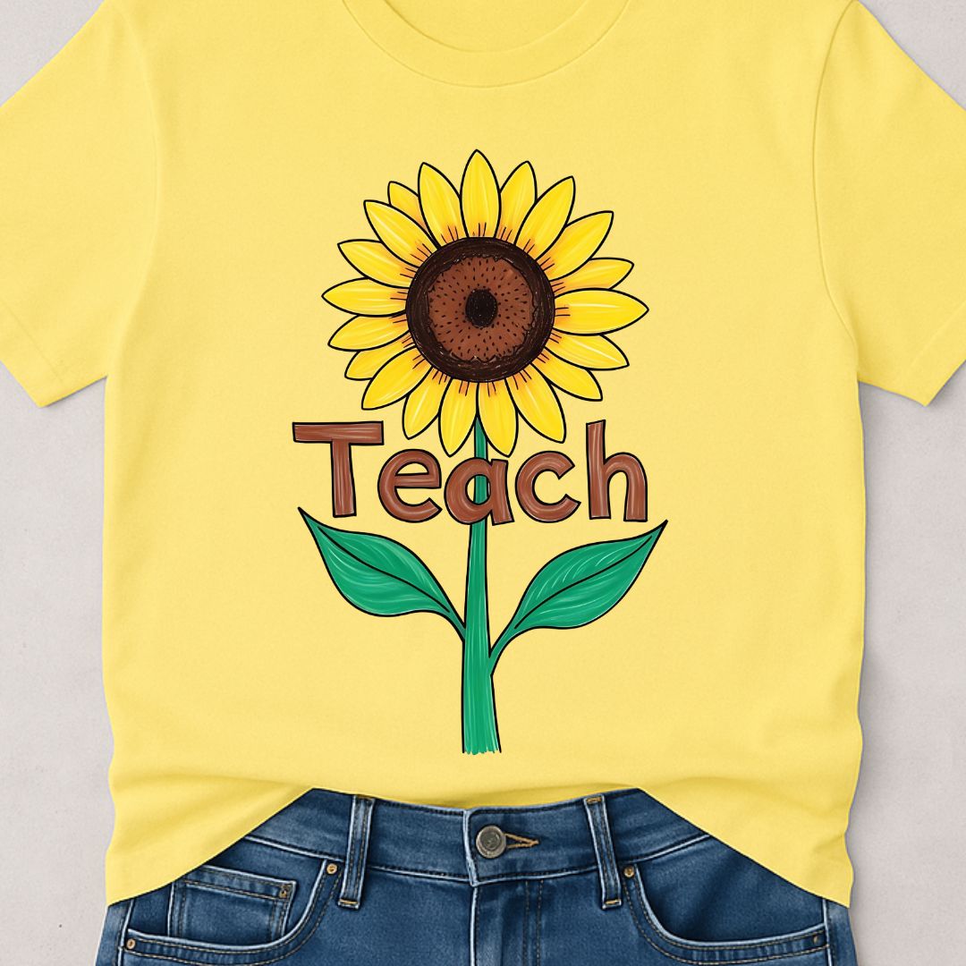 Teach Sunflower Teacher T-Shirt - teachngear