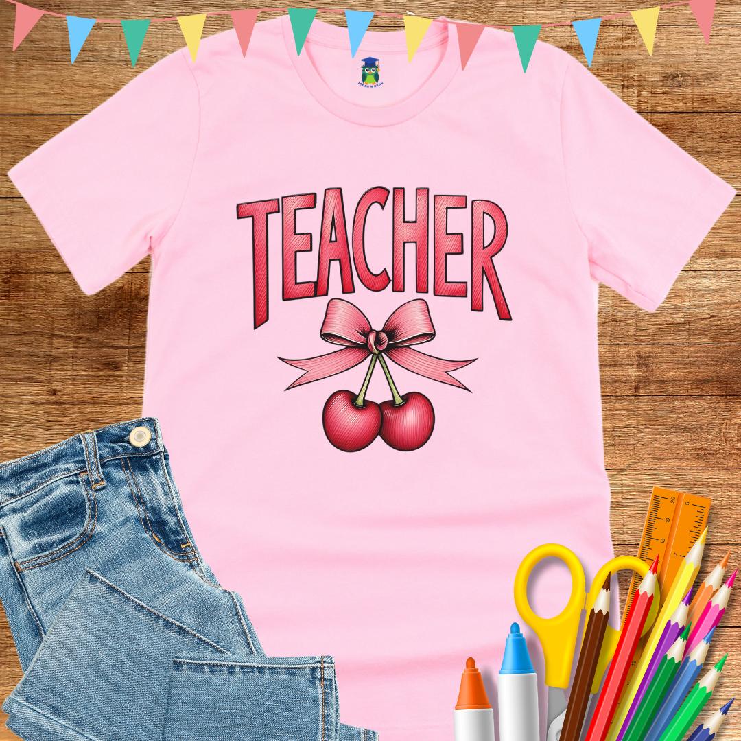 Teacher with Cherries Teacher T-Shirt - teachngear