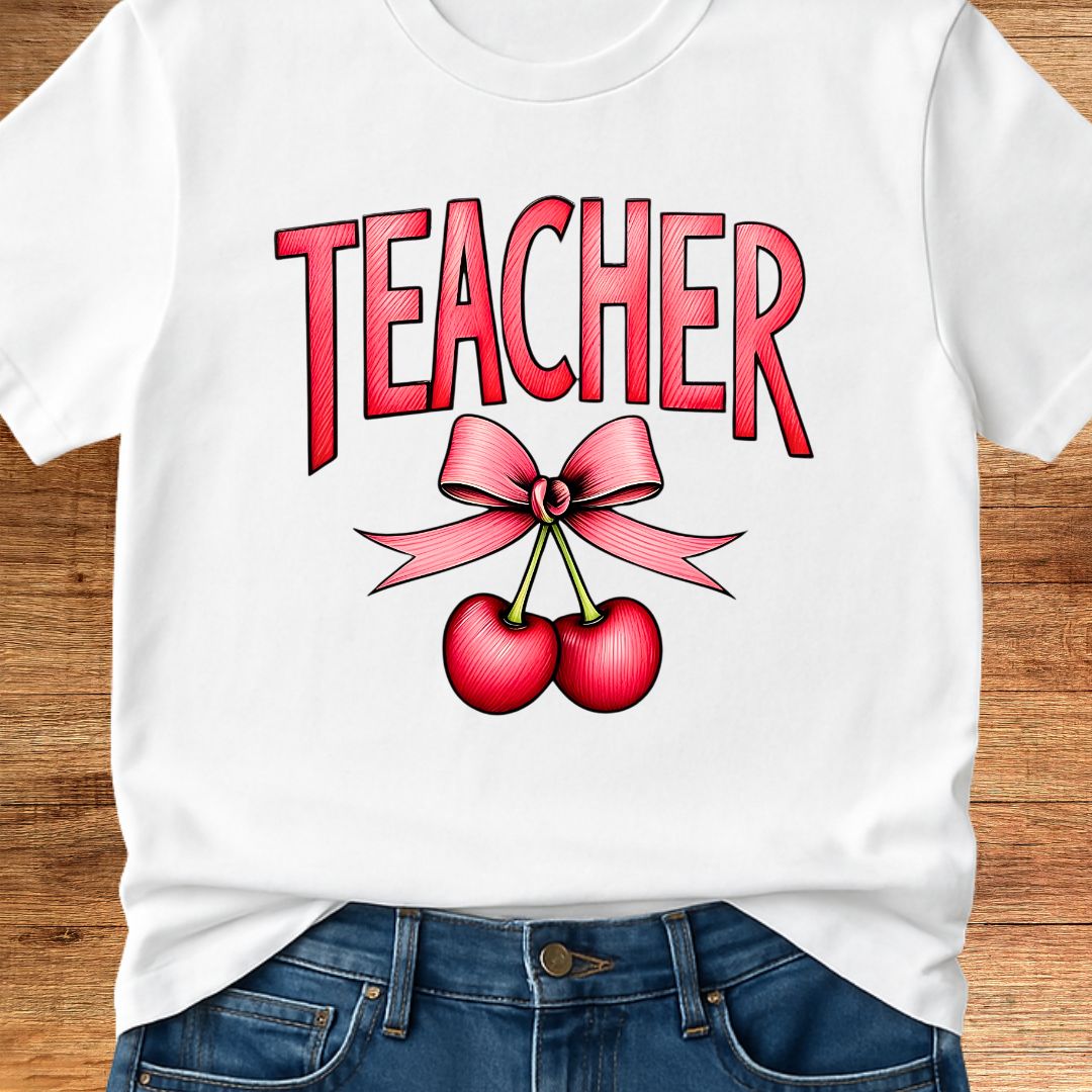 Teacher with Cherries Teacher T-Shirt - teachngear