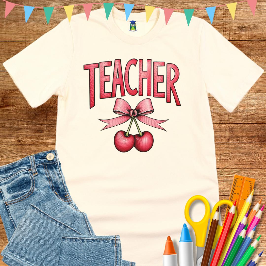 Teacher with Cherries Teacher T-Shirt - teachngear