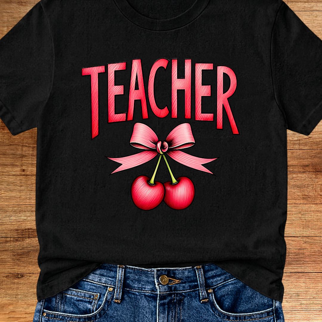 Teacher with Cherries Teacher T-Shirt - teachngear
