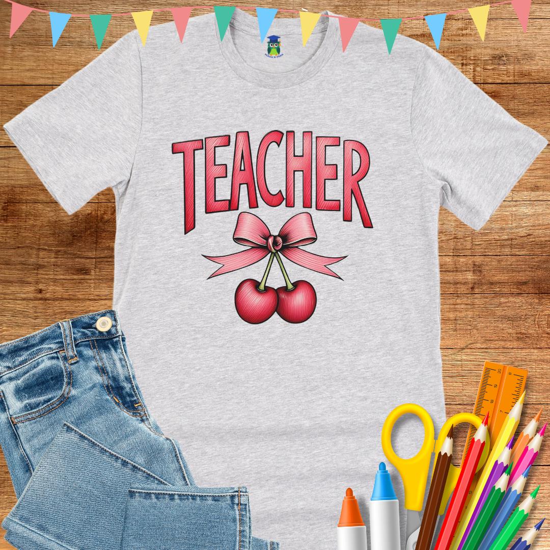 Teacher with Cherries Teacher T-Shirt - teachngear
