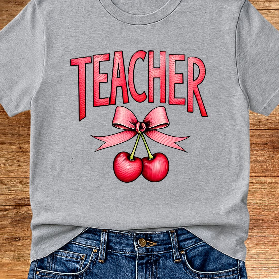 Teacher with Cherries Teacher T-Shirt - teachngear