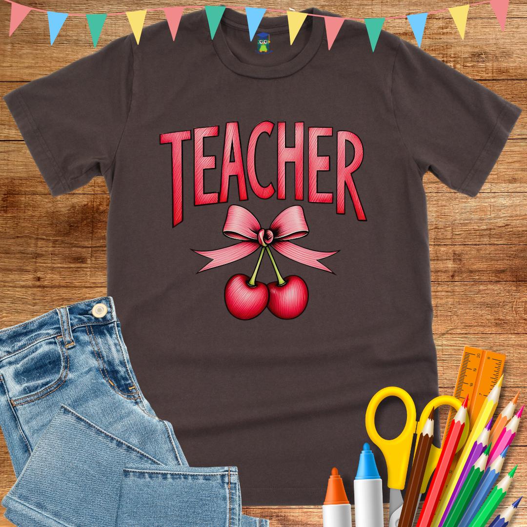 Teacher with Cherries Teacher T-Shirt - teachngear