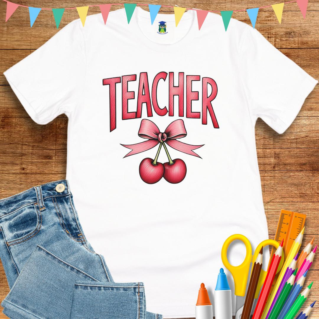 Teacher with Cherries Teacher T-Shirt - teachngear