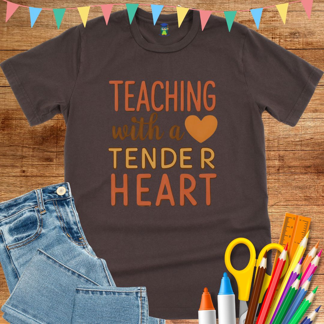 Teaching with a Tender Heart Teacher T-Shirt - teachngear