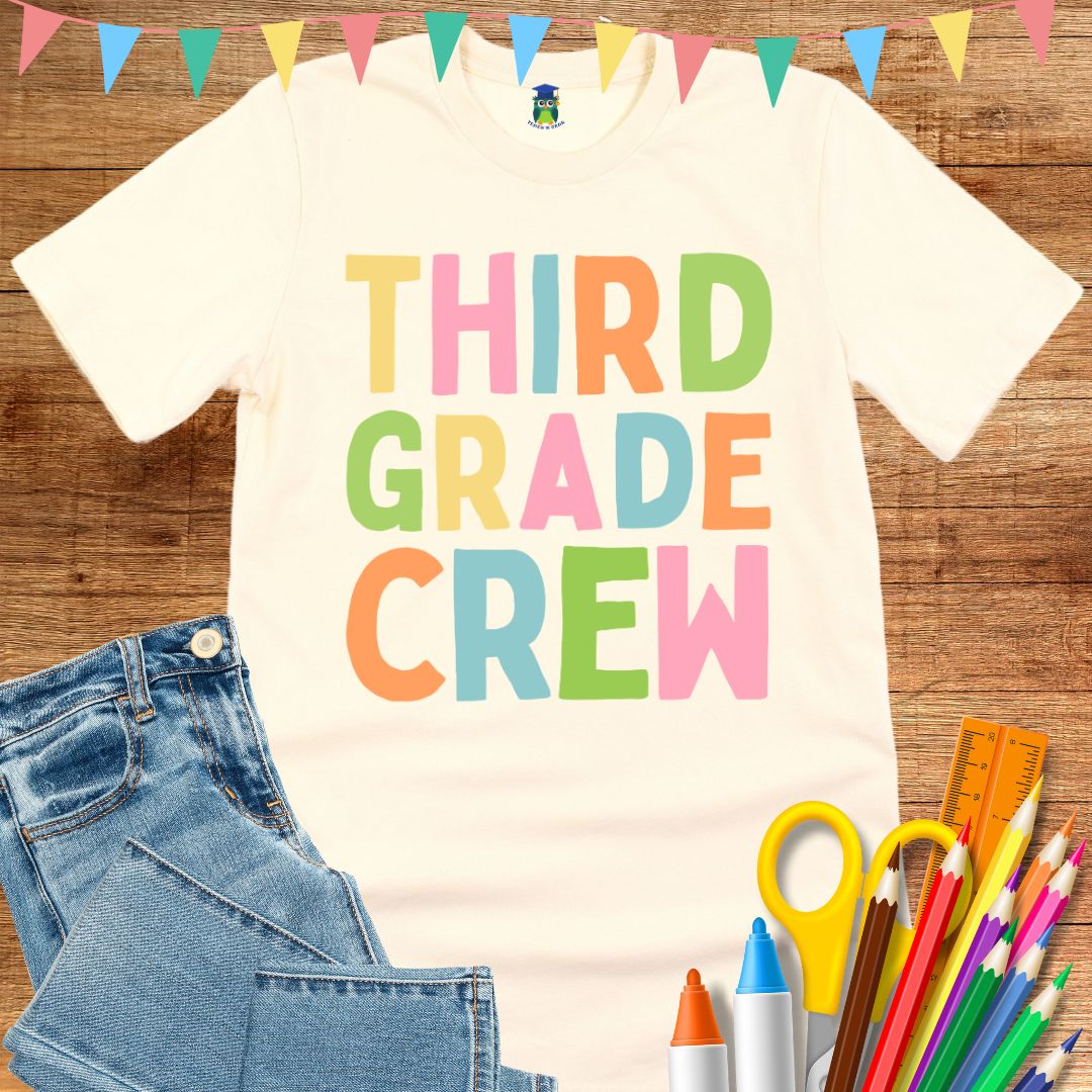 Third Grade Crew Teacher T-Shirt - teachngear