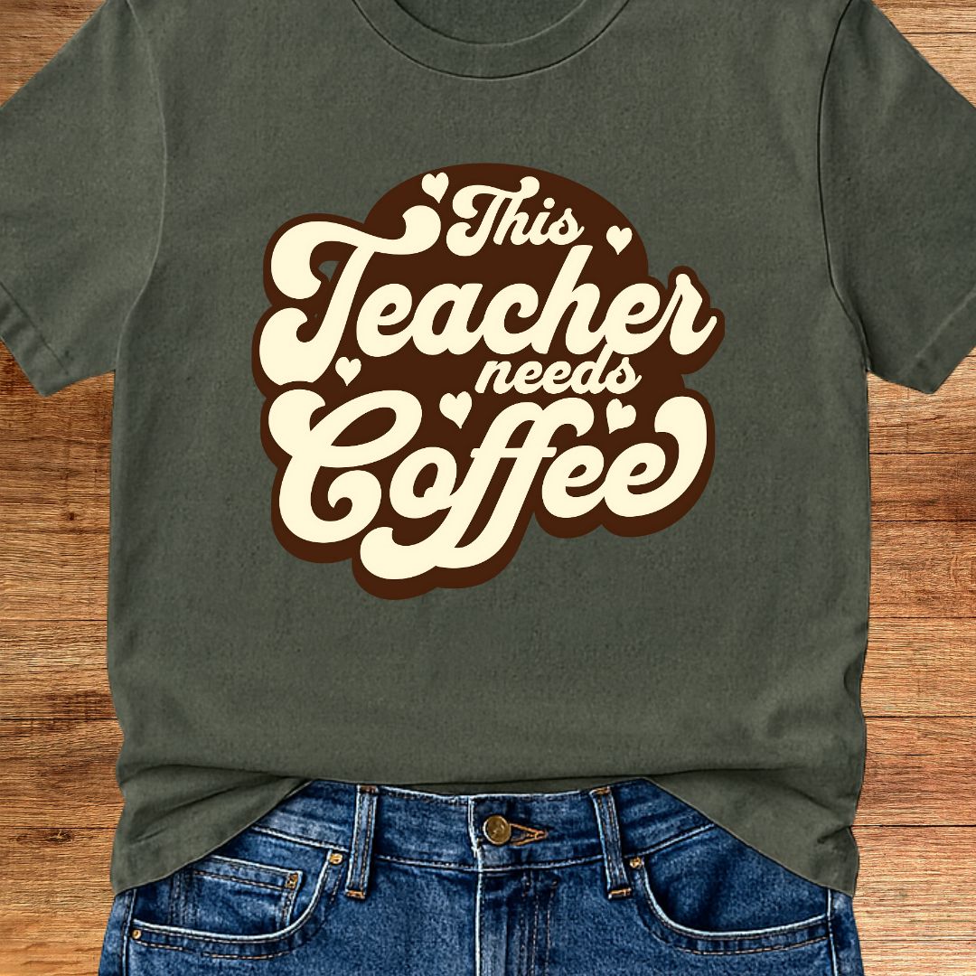 This Teacher Needs Coffee Teacher T-Shirt - teachngear