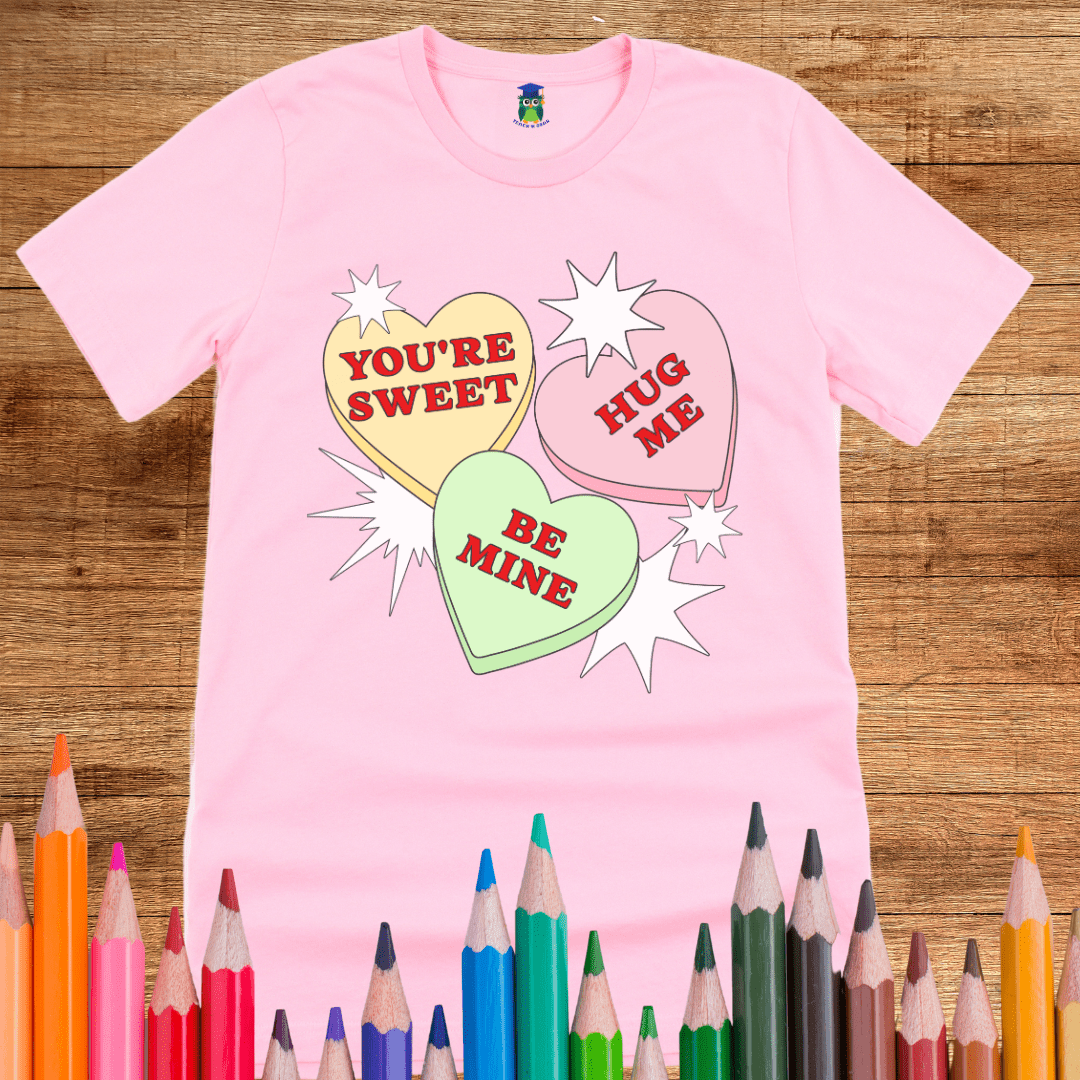 Valentines Candy Hearts Teacher T-Shirt - teachngear