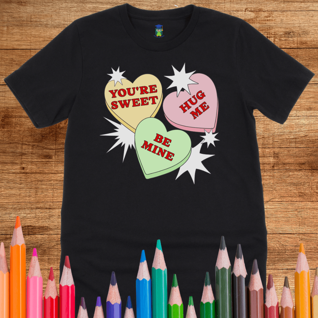 Valentines Candy Hearts Teacher T-Shirt - teachngear