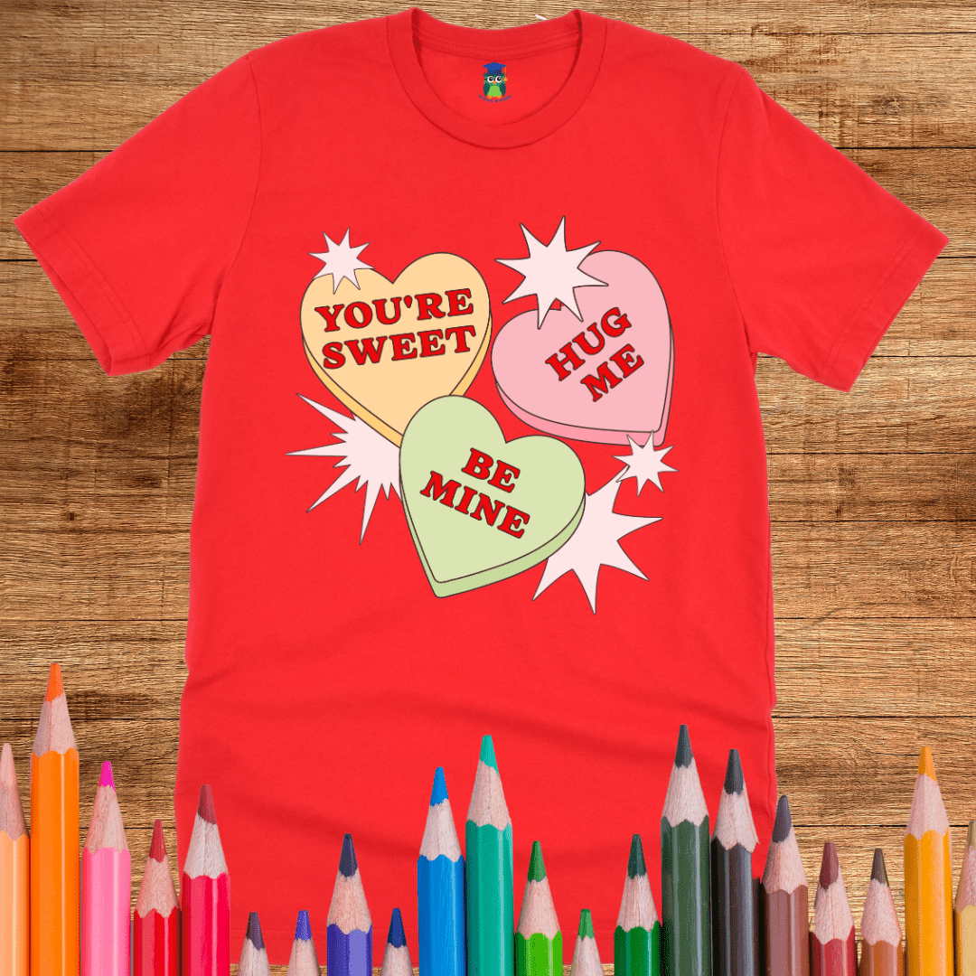Valentines Candy Hearts Teacher T-Shirt - teachngear