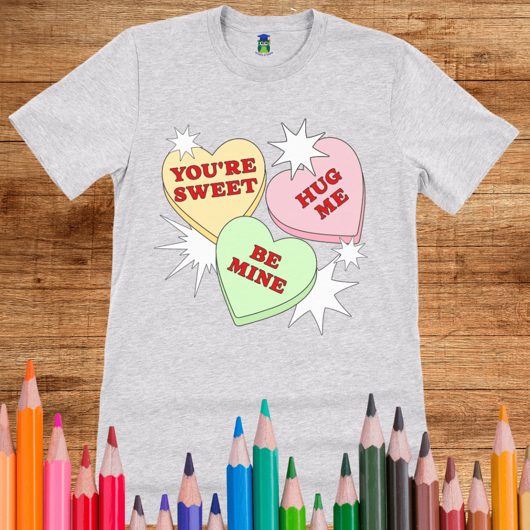 Valentines Candy Hearts Teacher T-Shirt - teachngear