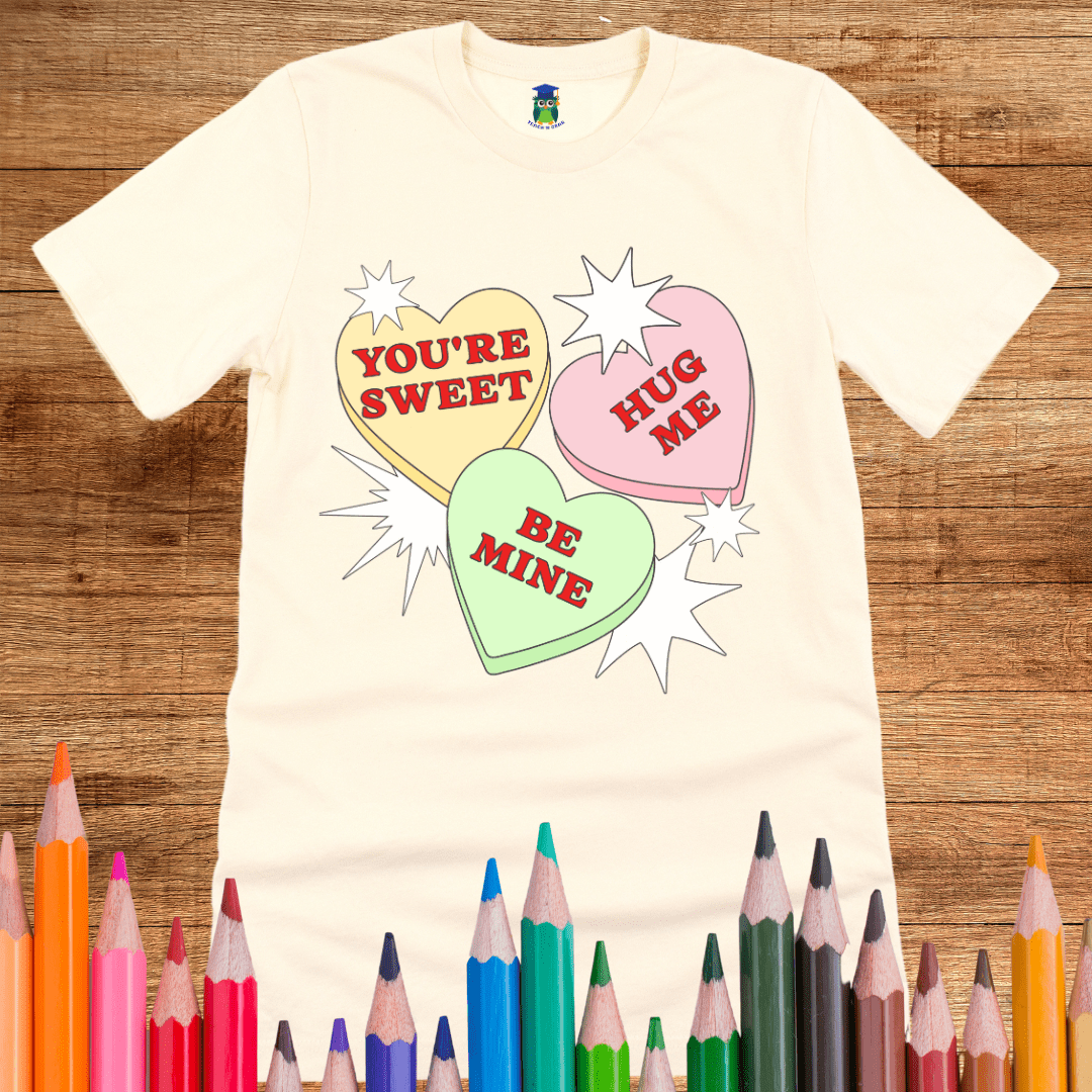 Valentines Candy Hearts Teacher T-Shirt - teachngear