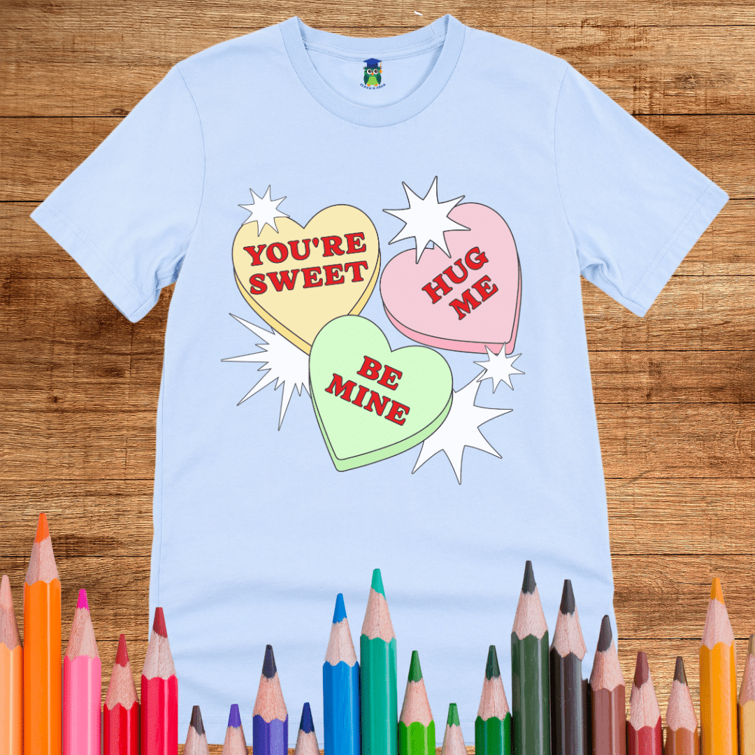 Valentines Candy Hearts Teacher T-Shirt - teachngear