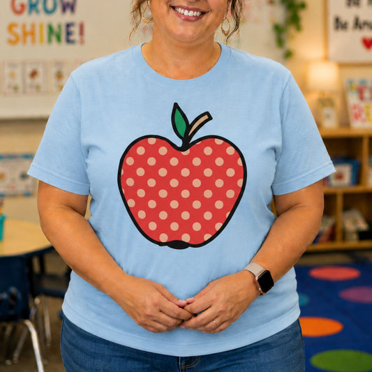 Large Spotty Apple Teacher T-Shirt